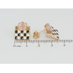 Сережки Xuping Позолота 18K пусети Шаховий візерунок біло-чорною емаллю з рожевим фіанітом фото №2 Сережки Xuping Позолота 18K пусети Шаховий візерунок біло-чорною емаллю з рожевим фіанітом фото №2