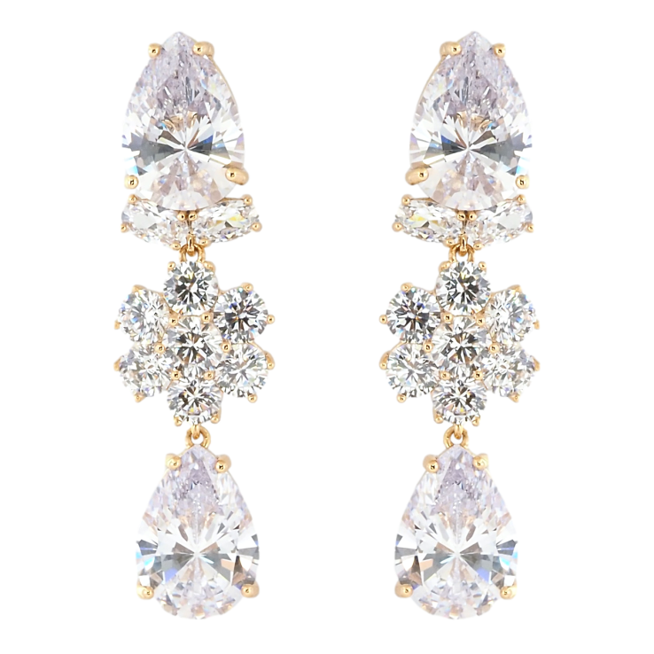 Сережки Xuping QQMM Позолота 18K пусети Кришталеві підвіски фото №11