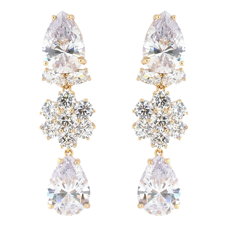 Сережки Xuping QQMM Позолота 18K пусети Кришталеві підвіски фото №1 Сережки Xuping QQMM Позолота 18K пусети Кришталеві підвіски фото №1