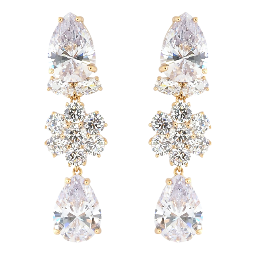 Сережки Xuping QQMM Позолота 18K пусети Кришталеві підвіски фото №1 Сережки Xuping QQMM Позолота 18K пусети Кришталеві підвіски фото №1