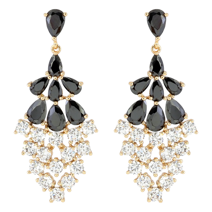 Сережки Xuping QQMM Позолота 18K пусети Витончені підвіски з чорними фіанітами і цирконієм фото №5 Сережки Xuping QQMM Позолота 18K пусети Витончені підвіски з чорними фіанітами і цирконієм фото №5