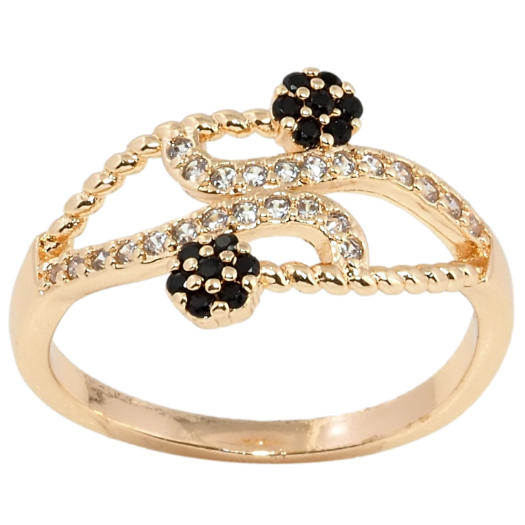 Кольцо Xuping M&L Цвет 18К Цветочный узор с черно-белым цирконием фото №4 Кольцо Xuping M&L Цвет 18К Цветочный узор с черно-белым цирконием фото №4