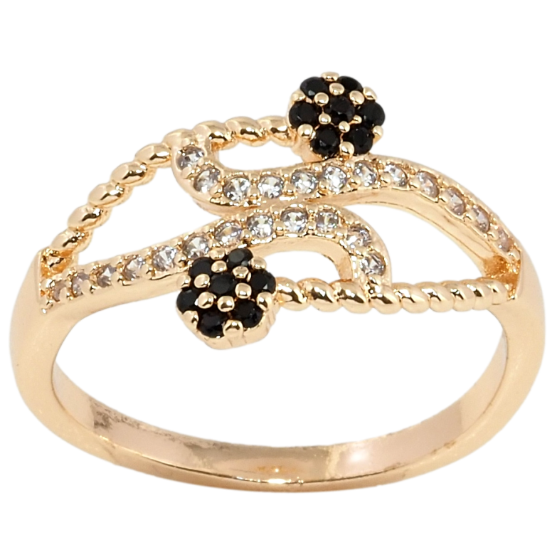 Кольцо Xuping M&L Цвет 18К Цветочный узор с черно-белым цирконием фото №1 Кольцо Xuping M&L Цвет 18К Цветочный узор с черно-белым цирконием фото №1