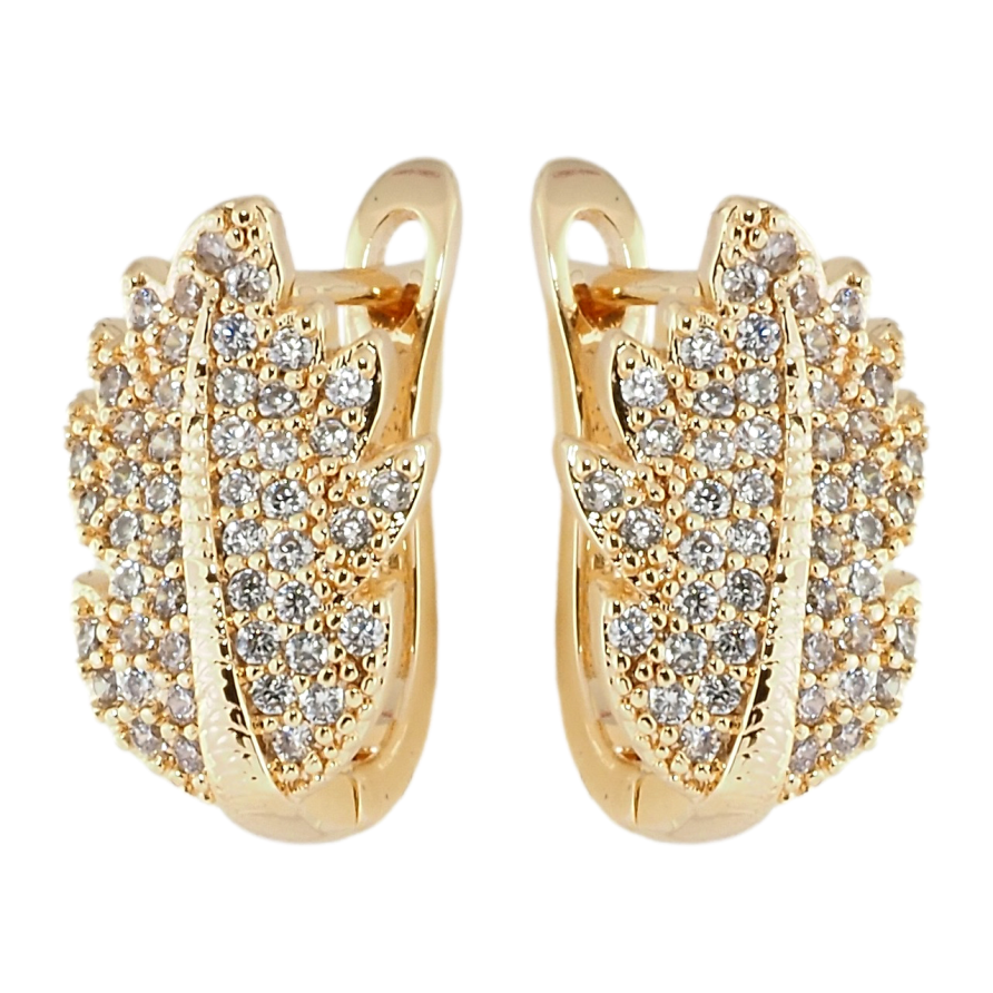 Серьги Xuping M&L Цвет 18K английский замок Листики инкрустация цирконием фото №1 Серьги Xuping M&L Цвет 18K английский замок Листики инкрустация цирконием фото №1