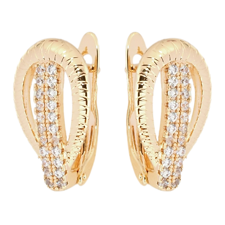 Серьги Xuping M&L Цвет 18K английский замок Петельки с дорожками циркония фото №13 Серьги Xuping M&L Цвет 18K английский замок Петельки с дорожками циркония фото №13