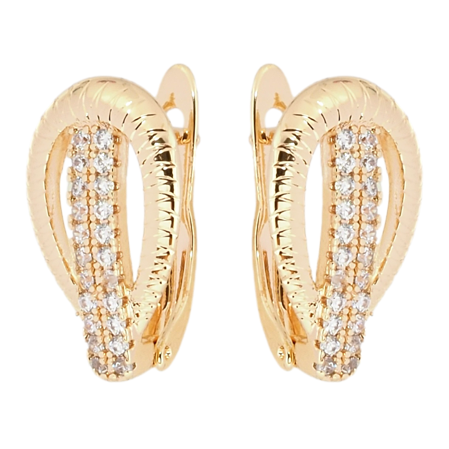 Серьги Xuping M&L Цвет 18K английский замок Петельки с дорожками циркония фото №1 Серьги Xuping M&L Цвет 18K английский замок Петельки с дорожками циркония фото №1