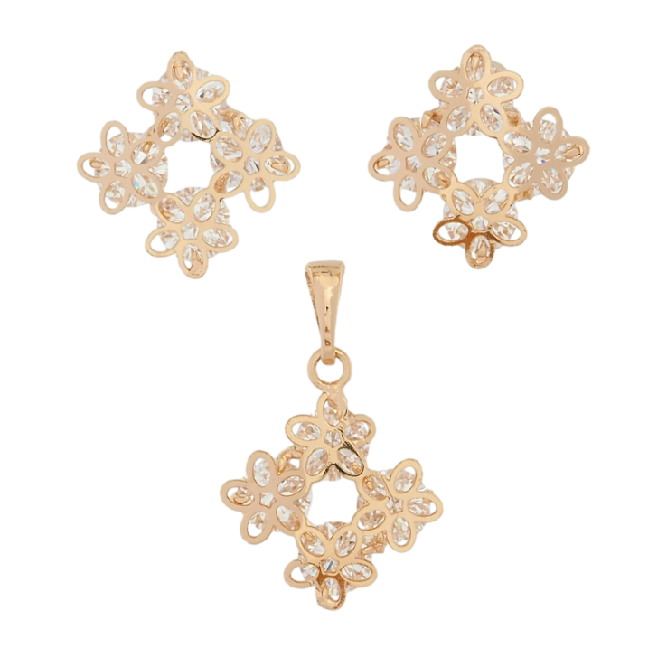 Набор Xuping M&L Цвет 18K Серьги Кулон Веночки с кристаллами фото №5