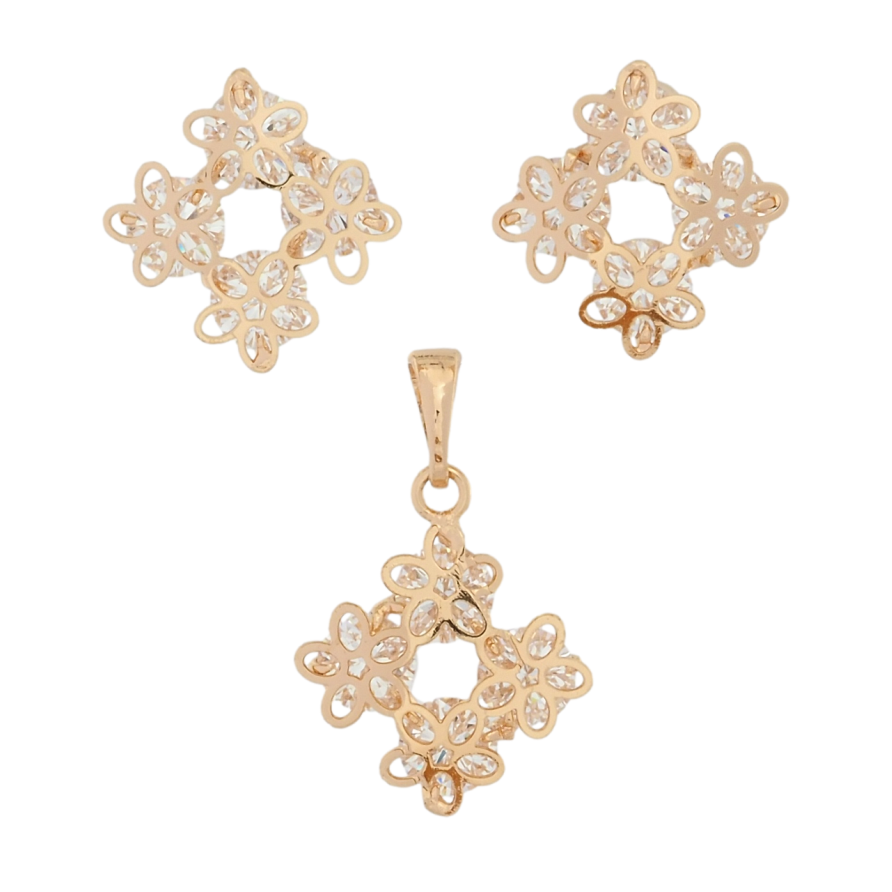 Набор Xuping M&L Цвет 18K Серьги Кулон Веночки с кристаллами фото №1