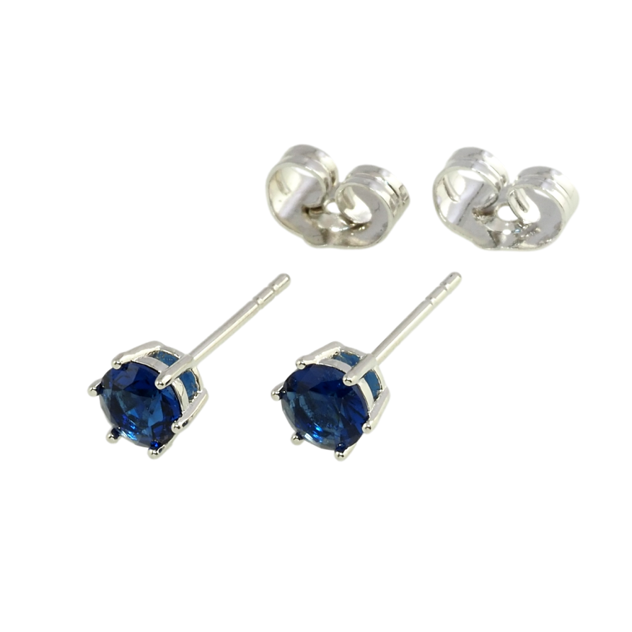 Сережки Xuping Родій пусети Сині фіаніти в 6-ти крапановій оправі ø 5мм фото №1
