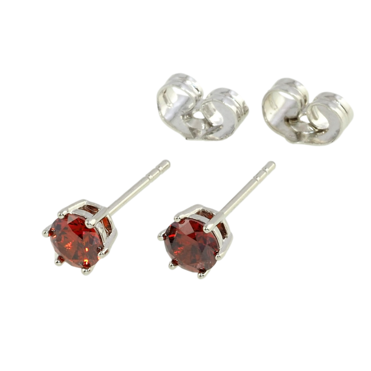Сережки Xuping Родій пусети Червоні фіаніти в 6-ти крапановій оправі ø 5мм фото №2
