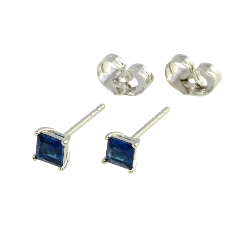 Серьги Xuping Родий пусеты Синие фианиты в 4-х крапановой оправе 4х4мм фото №1 Серьги Xuping Родий пусеты Синие фианиты в 4-х крапановой оправе 4х4мм фото №1