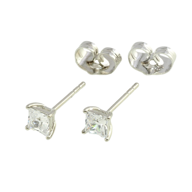 Серьги Xuping Родий пусеты Фианиты в 4-х крапановой оправе 4х4мм фото №3