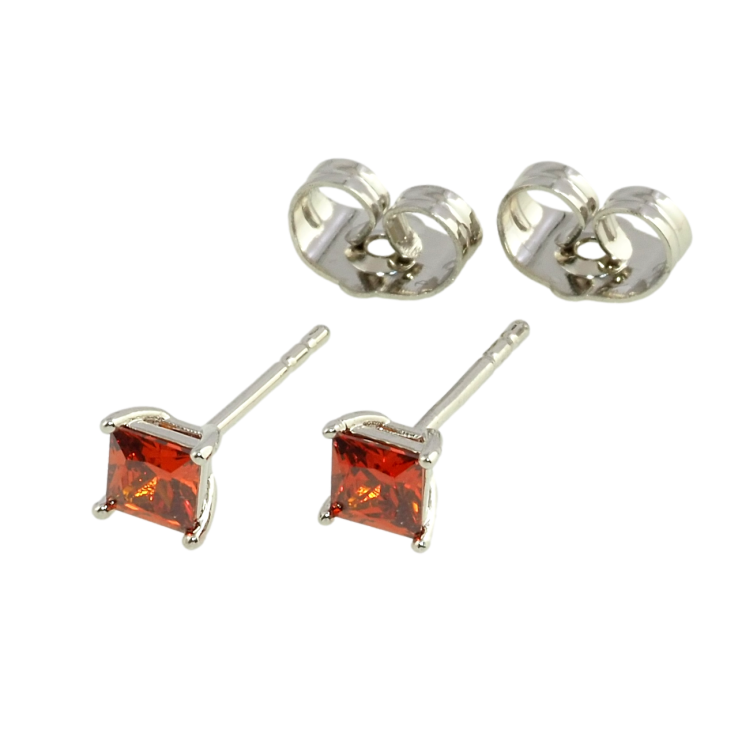 Серьги Xuping Родий пусеты Красные фианиты в 4-х крапановой оправе 4х4мм фото №18