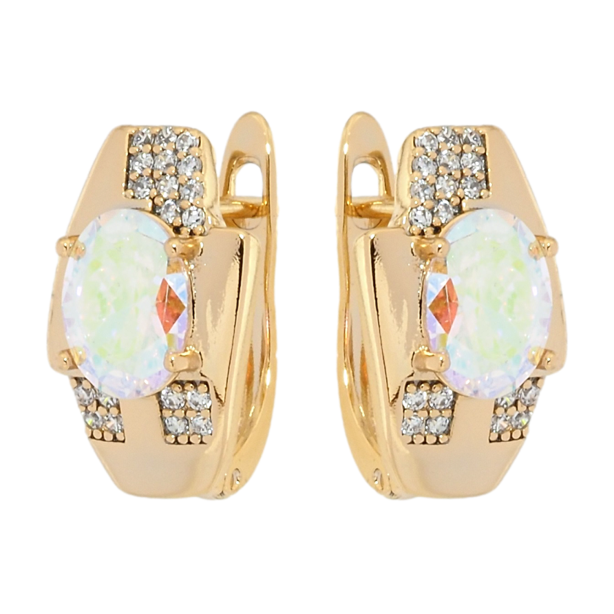 Сережки Xuping Позолота 18K англійський замок Райдужний фіаніт з інкрустацією цирконієм фото №1