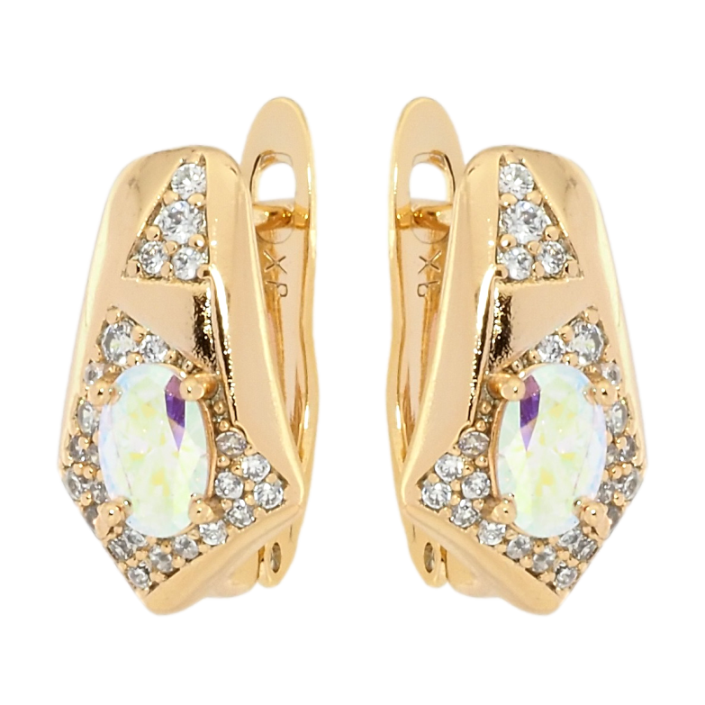 Серьги Xuping Позолота 18K английский замок Декоративный узор с цирконием с радужным фианитом фото №1