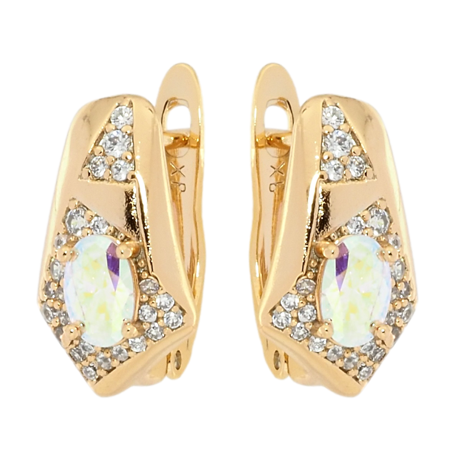 Серьги Xuping Позолота 18K английский замок Декоративный узор с цирконием с радужным фианитом фото №1