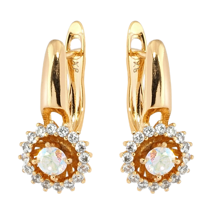 Серьги Xuping Позолота 18K английский замок Цветочки с радужными фианитами и цирконием фото №22 Серьги Xuping Позолота 18K английский замок Цветочки с радужными фианитами и цирконием фото №22