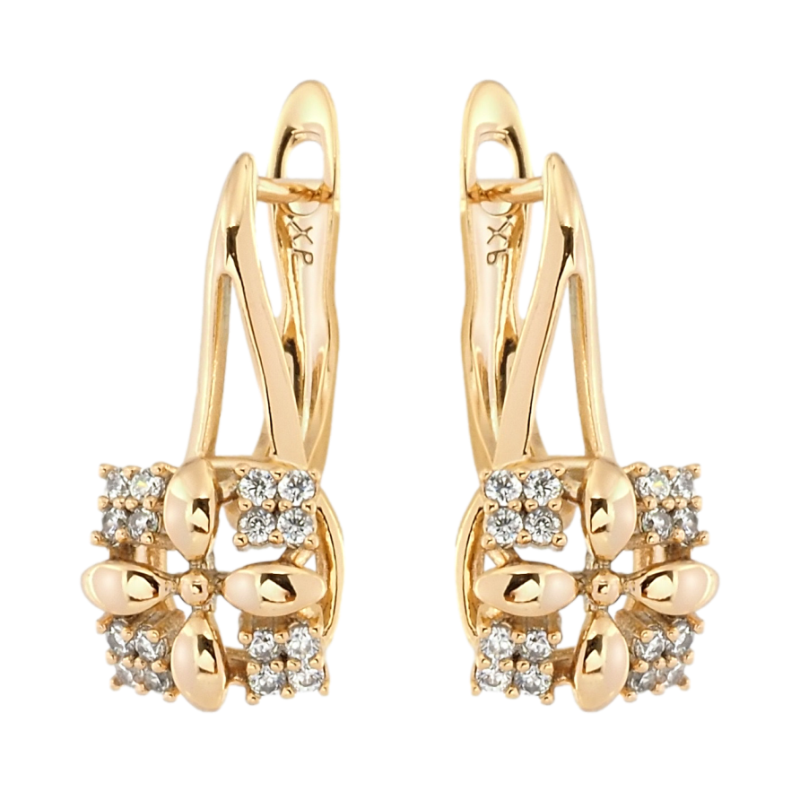 Сережки Xuping Позолота 18K англійський замок Квіточки з цирконієм фото №1