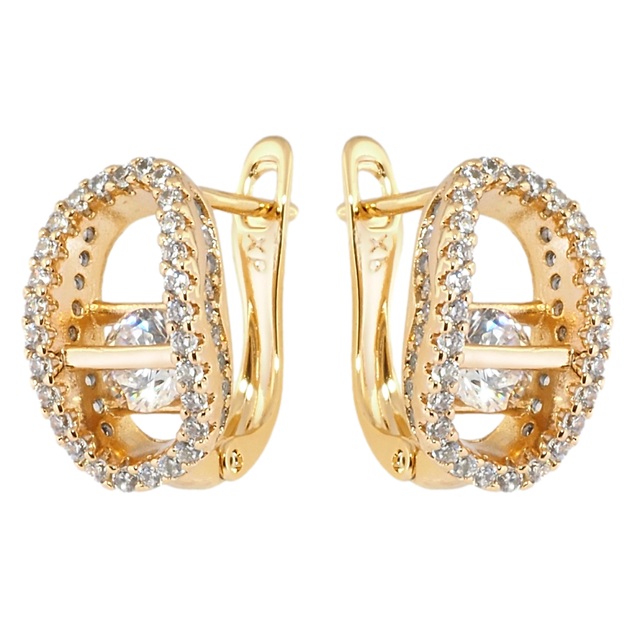 Серьги Xuping Позолота 18K английский замок Декоративные овалы с цирконием фото №1 Серьги Xuping Позолота 18K английский замок Декоративные овалы с цирконием фото №1