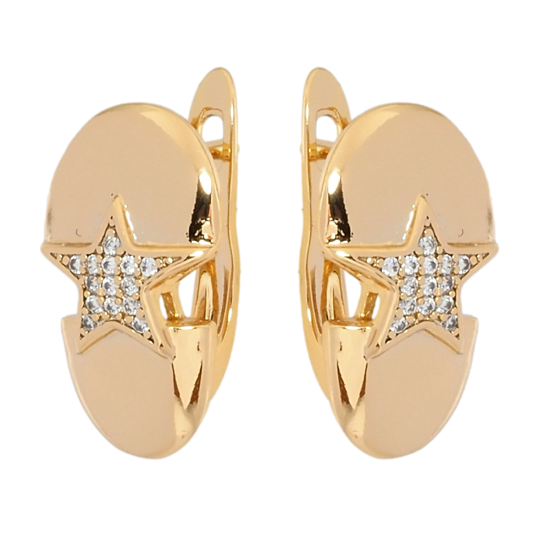 Серьги Xuping Позолота 18K английский замок Звездочки с цирконием фото №2