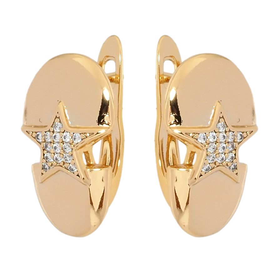 Сережки Xuping Позолота 18K англійський замок Зірочки з цирконієм фото №1
