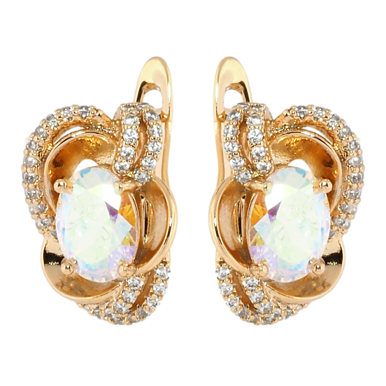 Сережки Xuping Позолота 18K англійський замок Квіткові мотиви з райдужними фіанітами і цирконієм фото №1 Сережки Xuping Позолота 18K англійський замок Квіткові мотиви з райдужними фіанітами і цирконієм фото №1