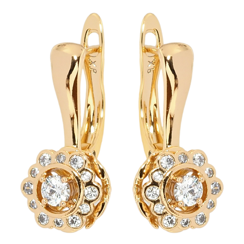 Серьги Xuping Позолота 18K английский замок Декоративные цветочки с цирконием фото №1