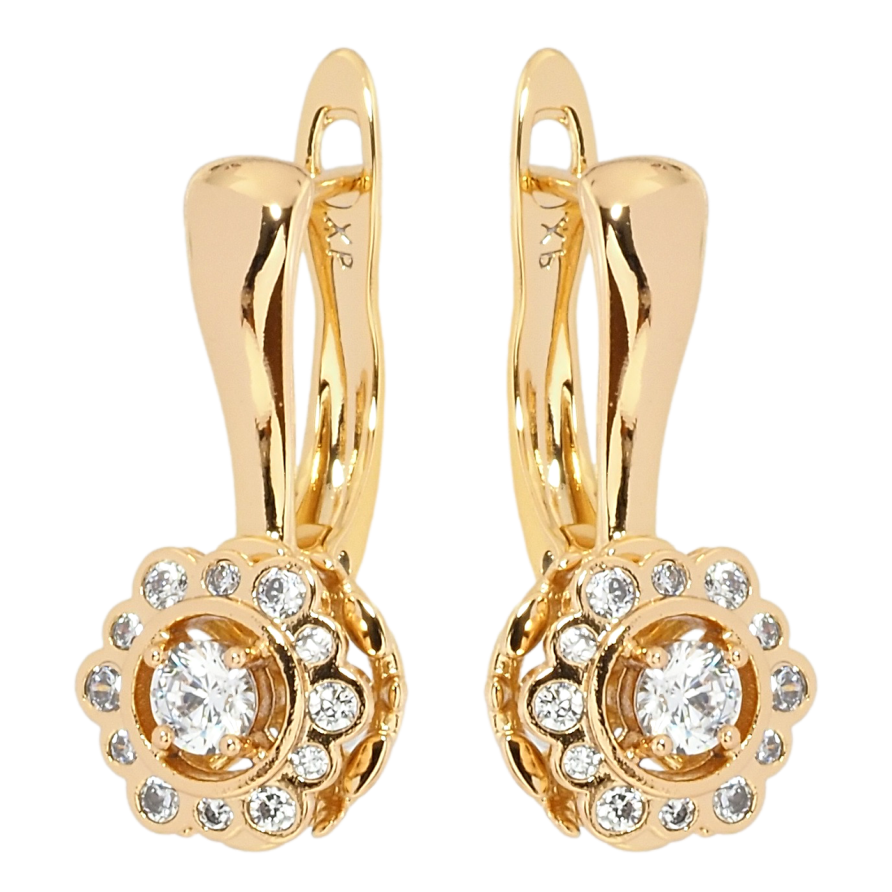 Серьги Xuping Позолота 18K английский замок Декоративные цветочки с цирконием фото №1 Серьги Xuping Позолота 18K английский замок Декоративные цветочки с цирконием фото №1