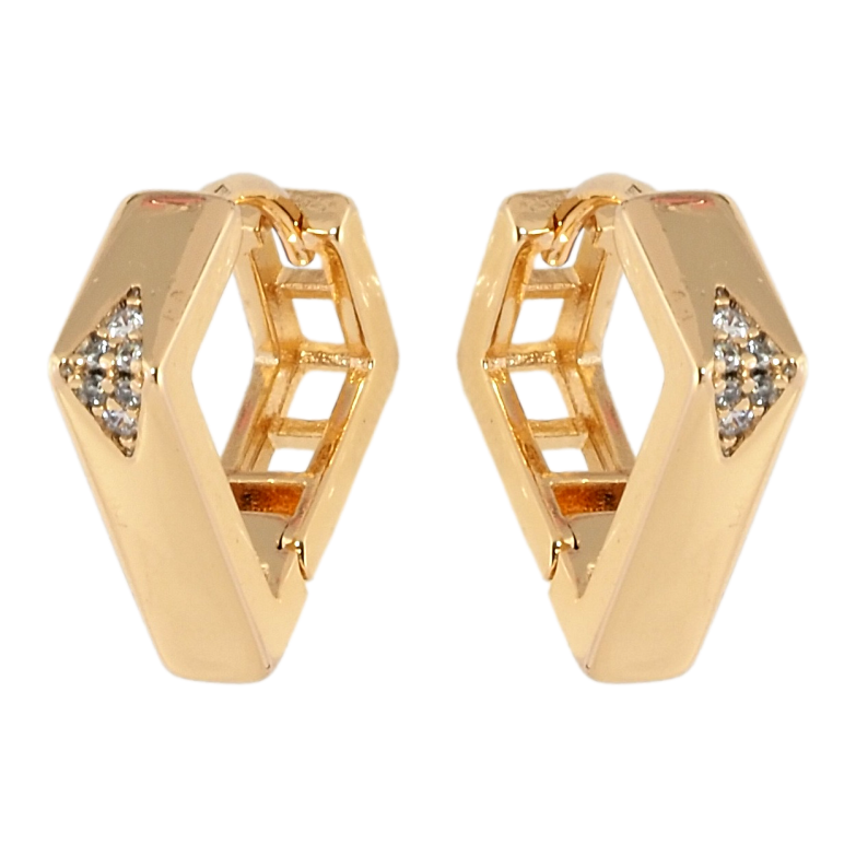 Серьги Xuping Позолота 18K колечки Декоративные ромбы с цирконием фото №1