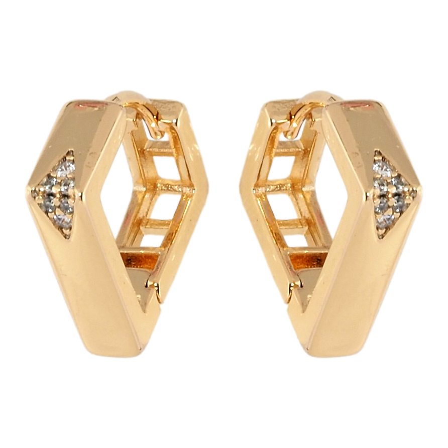 Серьги Xuping Позолота 18K колечки Декоративные ромбы с цирконием фото №1
