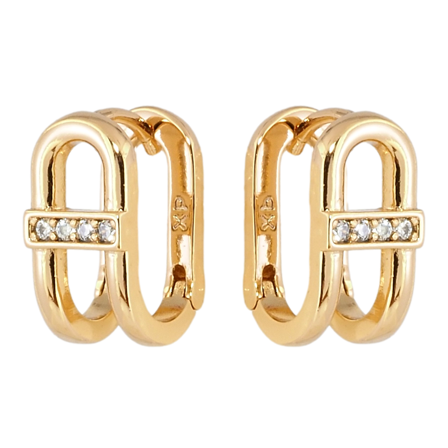 Серьги Xuping Позолота 18K колечки Декоративные с цирконием фото №1 Серьги Xuping Позолота 18K колечки Декоративные с цирконием фото №1