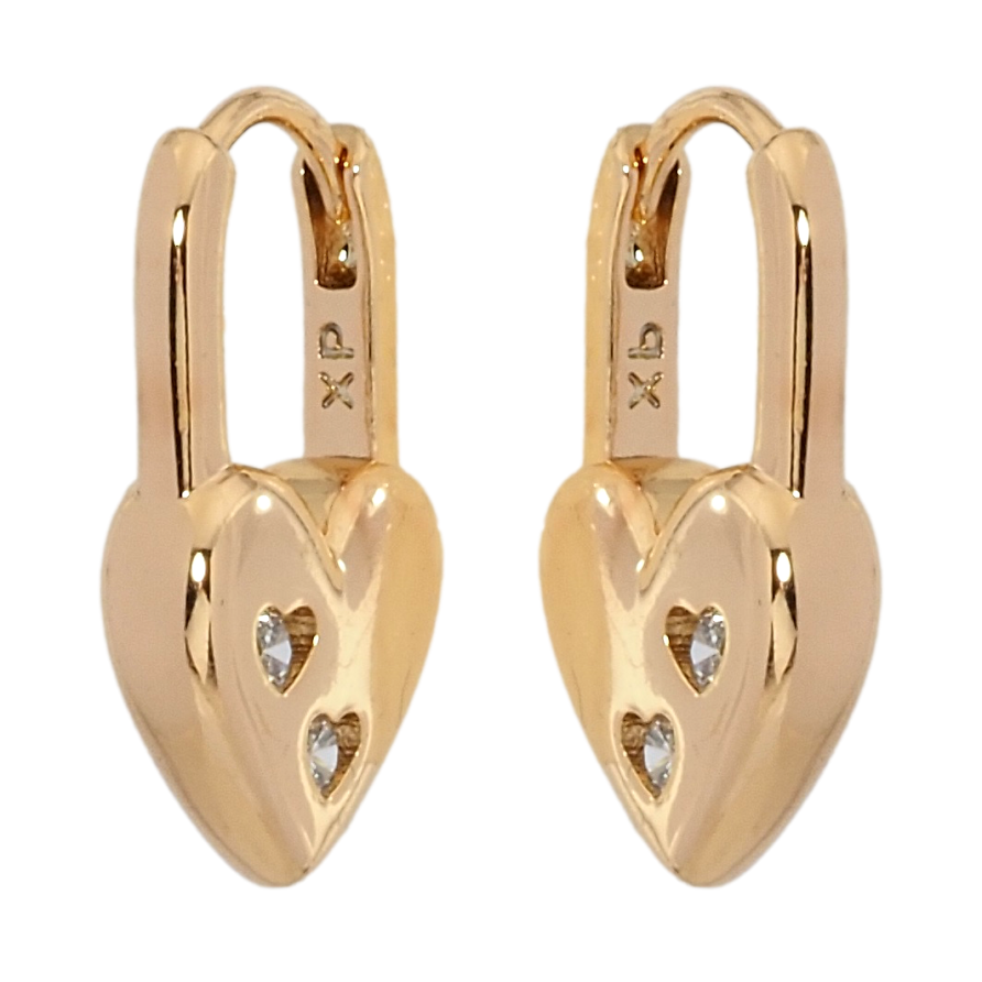 Сережки Xuping Позолота 18K колечка Серця-замочки фото №1