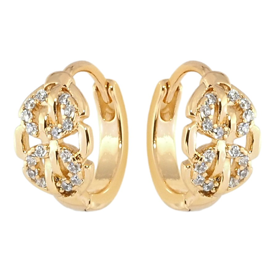 Серьги Xuping Позолота 18K колечки Декоративный узор цирконием фото №1