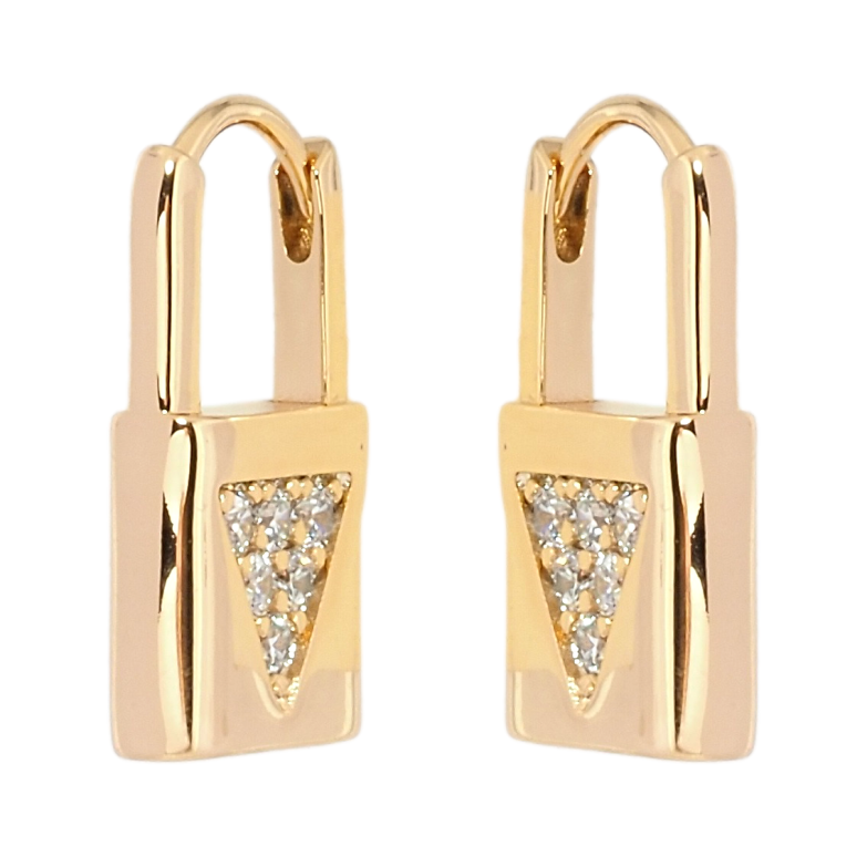 Серьги Xuping Позолота 18K колечки Замочки с цирконием фото №4