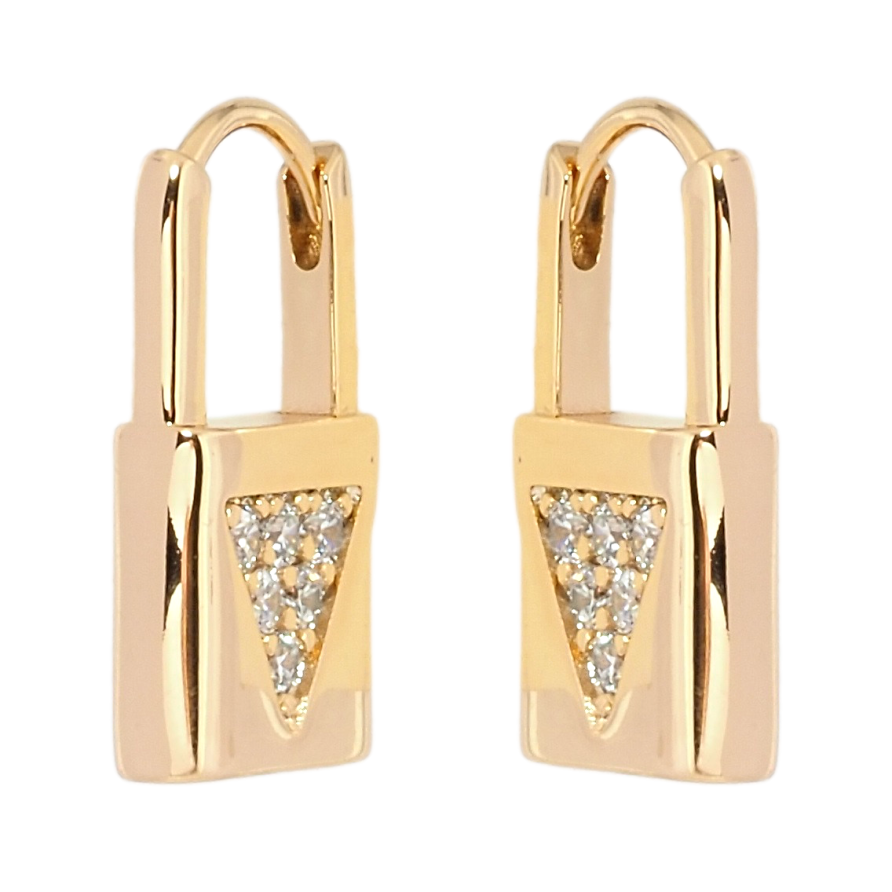 Серьги Xuping Позолота 18K колечки Замочки с цирконием фото №1