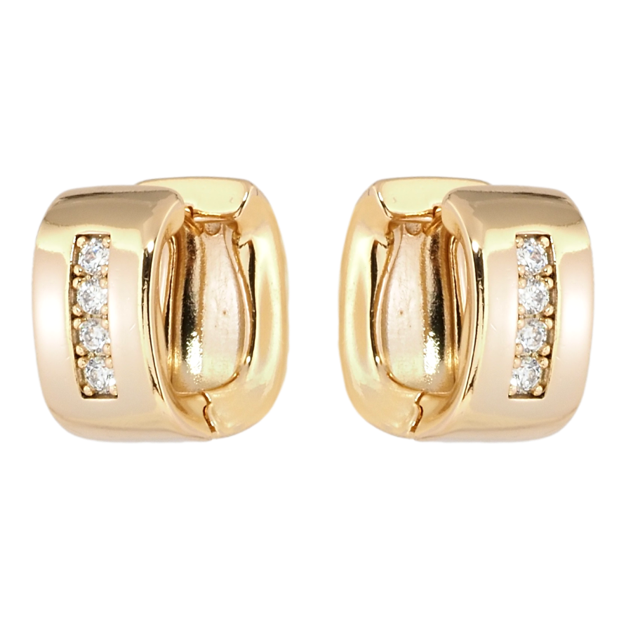 Серьги Xuping Позолота 18K колечки Широкие с дорожкой циркония фото №1