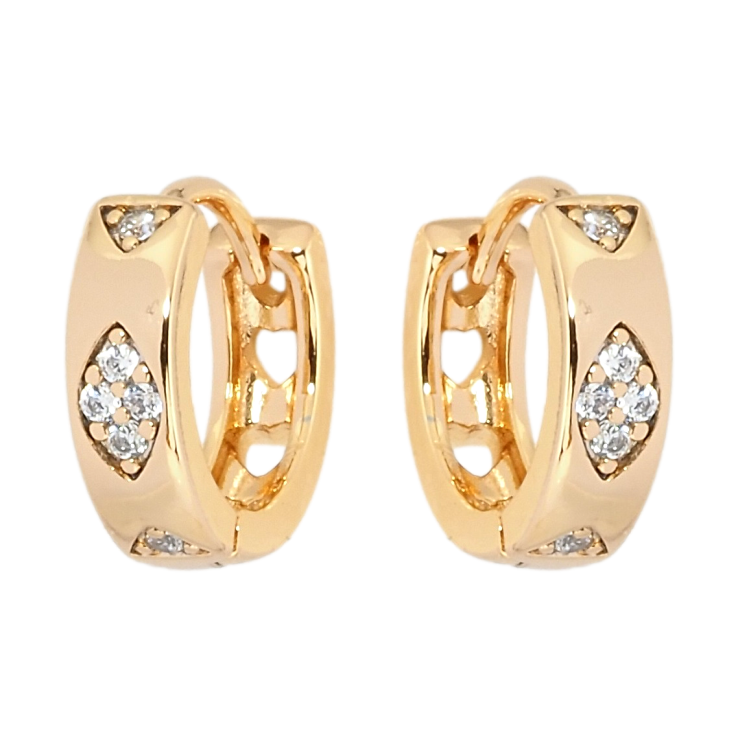 Сережки Xuping Позолота 18K колечка Ромбовий візерунок цирконієм фото №8