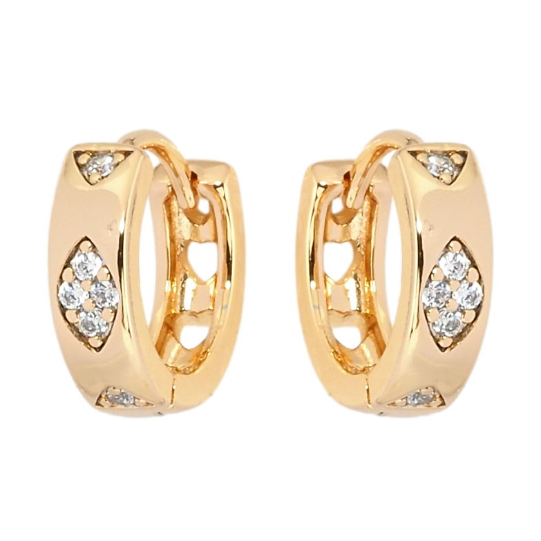Сережки Xuping Позолота 18K колечка Ромбовий візерунок цирконієм фото №5