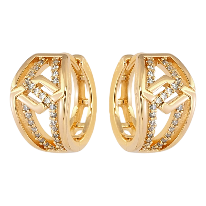 Серьги Xuping Позолота 18K колечки Декоративный узор с цирконием фото №1 Серьги Xuping Позолота 18K колечки Декоративный узор с цирконием фото №1
