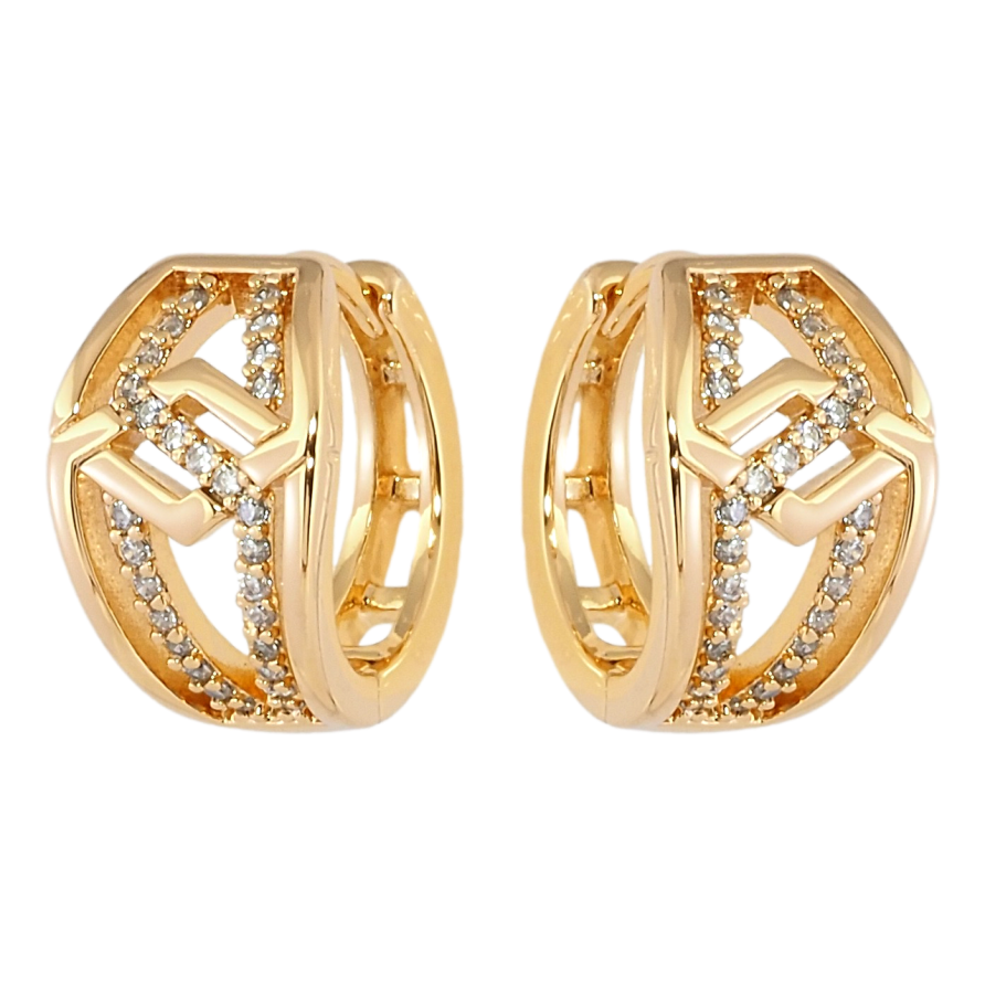 Сережки Xuping Позолота 18K колечка Декоративний візерунок з цирконієм фото №1 Сережки Xuping Позолота 18K колечка Декоративний візерунок з цирконієм фото №1
