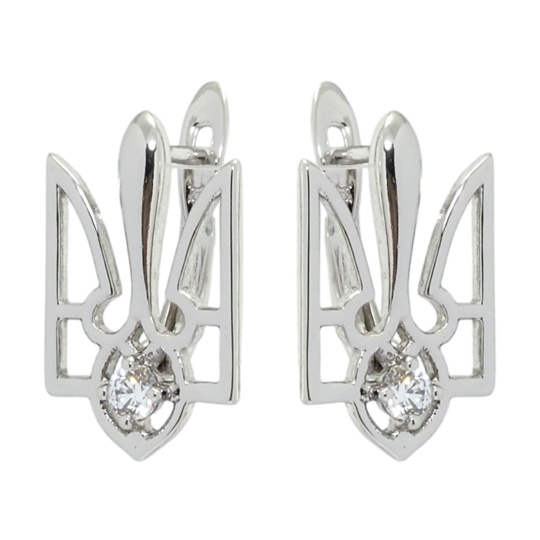 Сережки Xuping колір Родій англійський замок Тризуб Герб України фото №1