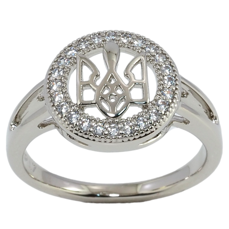 Каблучка Xuping колір Родій Герб України в кільці кристалов фото №7 Каблучка Xuping колір Родій Герб України в кільці кристалов фото №7