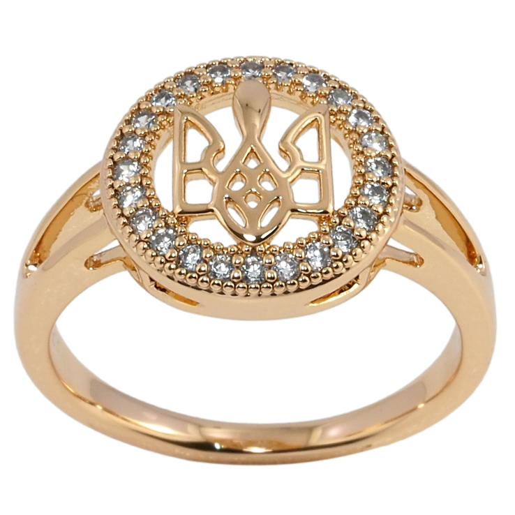 Каблучка Xuping колір 18К Герб України в кільці кристалов фото №6 Каблучка Xuping колір 18К Герб України в кільці кристалов фото №6