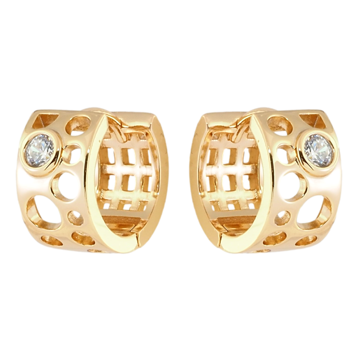 Серьги Xuping Позолота 18K колечки Резной узор с цирконием фото №17