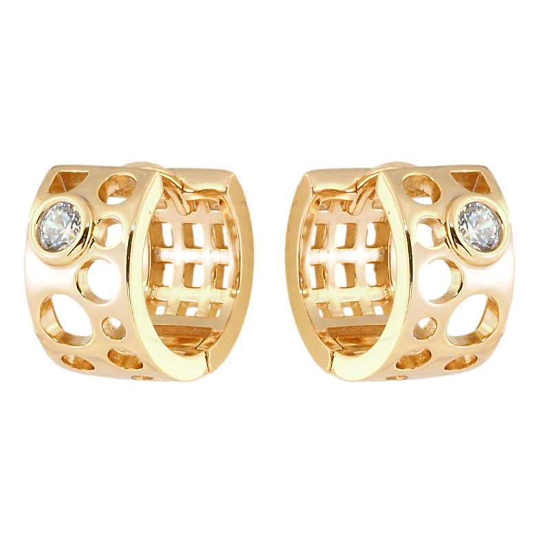 Сережки Xuping Позолота 18K колечка Різьблений візерунок з цирконієм фото №1
