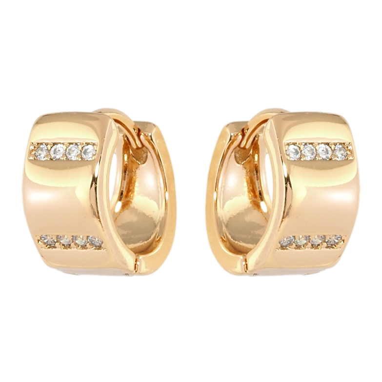 Серьги Xuping Позолота 18K колечки Узор дорожки циркония фото №1