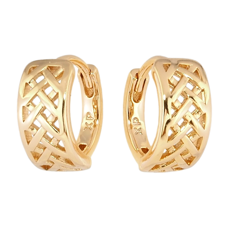 Серьги Xuping Позолота 18K колечки Резной решетчатый узор фото №19