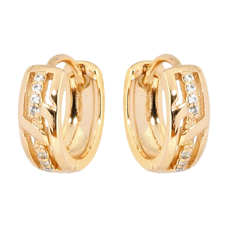 Серьги Xuping Позолота 18K колечки Декоративный узор с дорожкой циркония фото №5