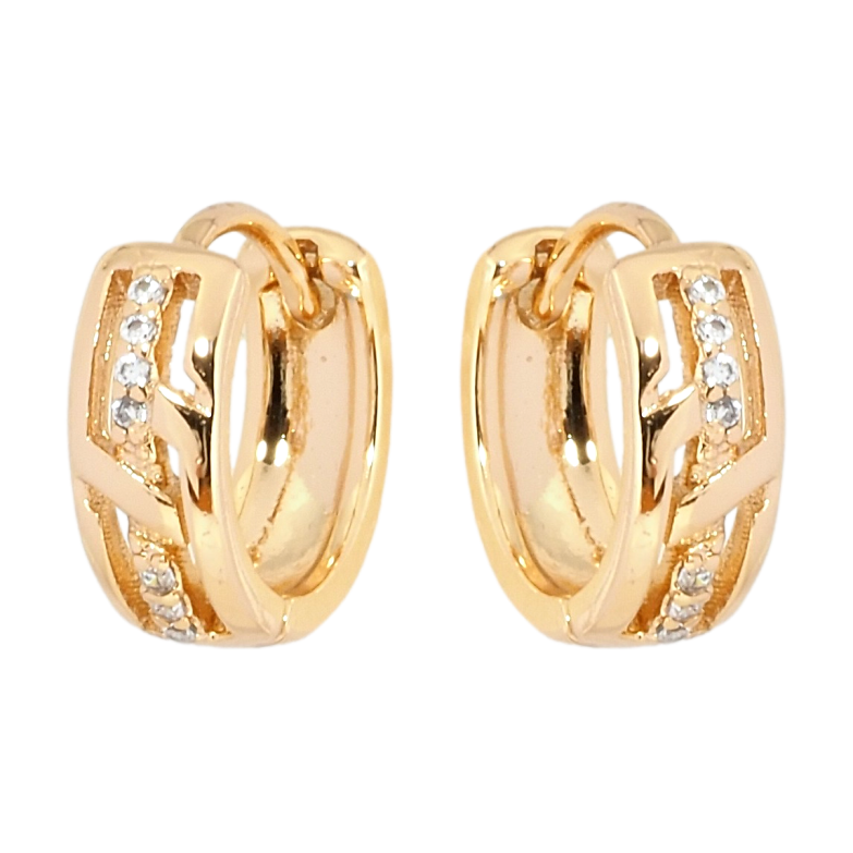 Серьги Xuping Позолота 18K колечки Декоративный узор с дорожкой циркония фото №4
