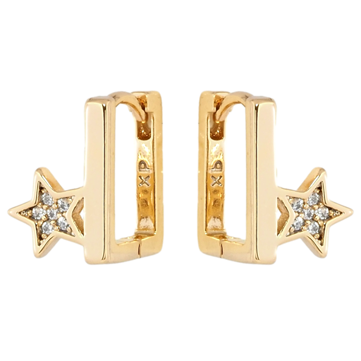 Серьги Xuping Позолота 18K колечки Прямоугольные с звездочками фото №24